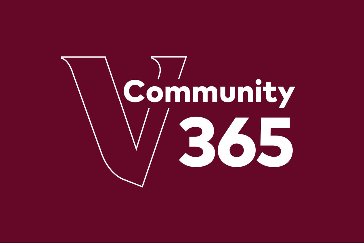 Vanguard Community365 logo on a dark red background.