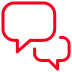 Two overlapping speech bubbles, representing conversation.